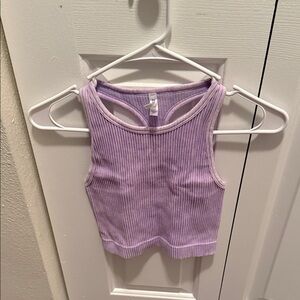 Zenana Outfitters Lavender Ribbed Crop Top
